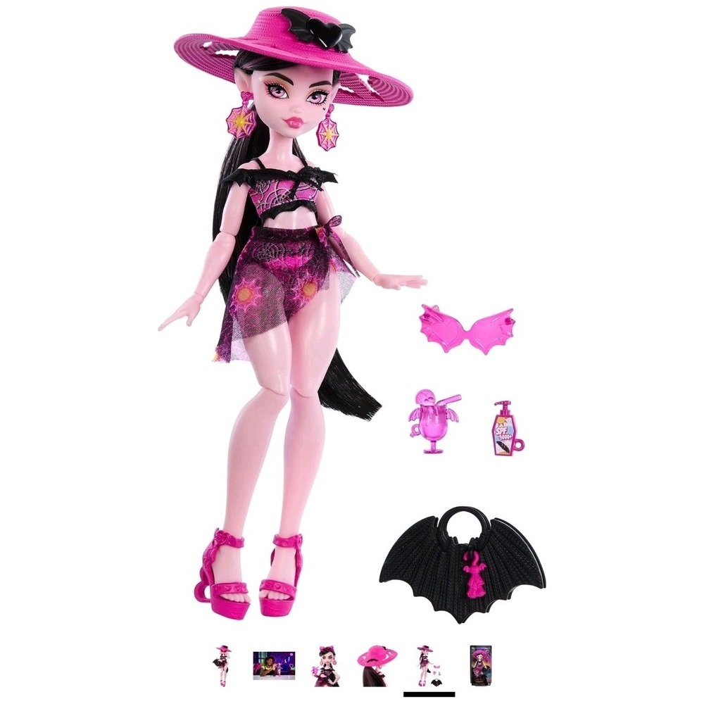 Monster‎ High Scare-adise Island Draculaura Doll Swimsuit Hat Accessories